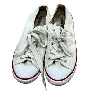 Converse White Canvas Sneakers with Red Accents